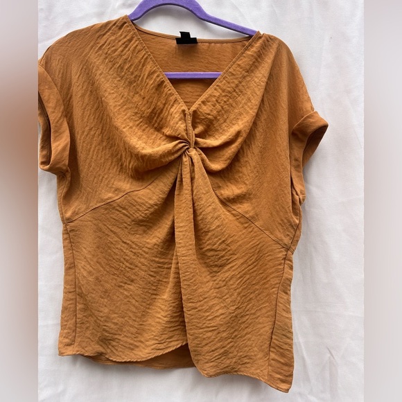 Worthington Brown Knot-Front Blouse - Picture 1 of 7